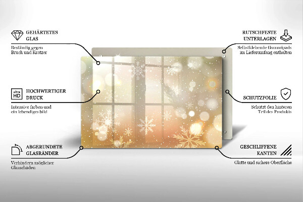Skärbräda glas modern Snöflingor