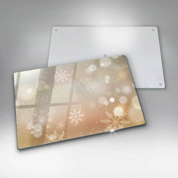 Skärbräda glas modern Snöflingor