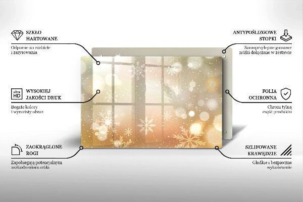 Skärbräda glas modern Snöflingor
