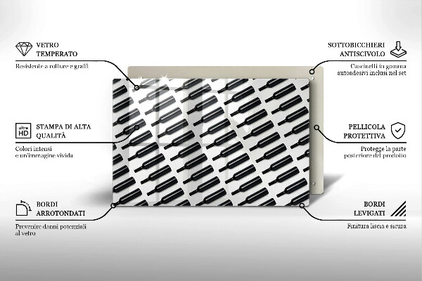 Skärbräda glas modern Svarta vinflaskor