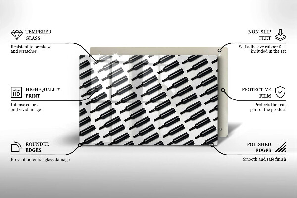 Skärbräda glas modern Svarta vinflaskor