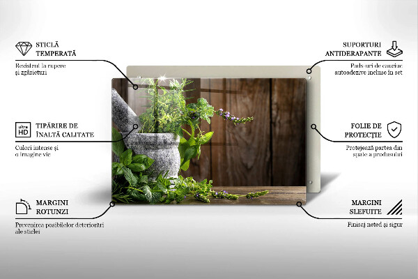 Skärbräda glas modern Gröna örter