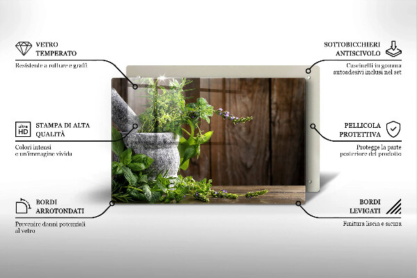 Skärbräda glas modern Gröna örter