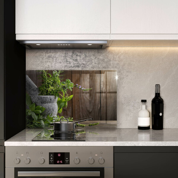 Skärbräda glas modern Gröna örter