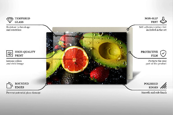 Skärbräda glas modern Frukt och grönsaker