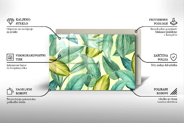 Skärbräda glas modern Grönt tropiskt