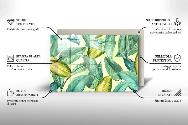 Skärbräda glas modern Grönt tropiskt