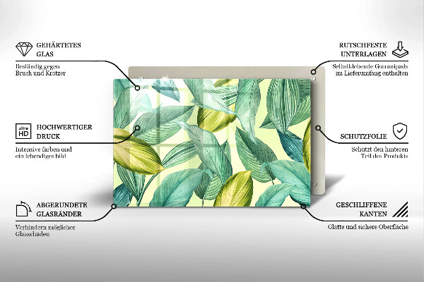 Skärbräda glas modern Grönt tropiskt