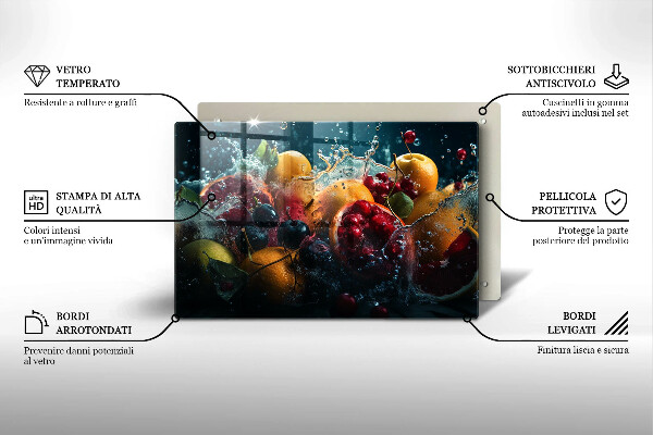 Skärbräda glas modern Frukt i vatten