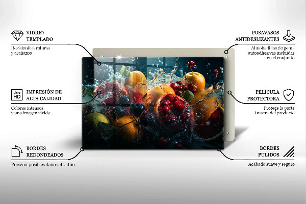 Skärbräda glas modern Frukt i vatten