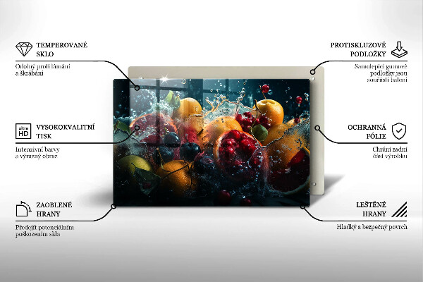 Skärbräda glas modern Frukt i vatten