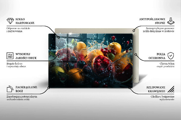 Skärbräda glas modern Frukt i vatten