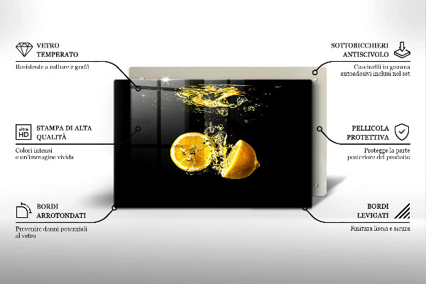 Skärbräda glas modern Saftig citronfrukt