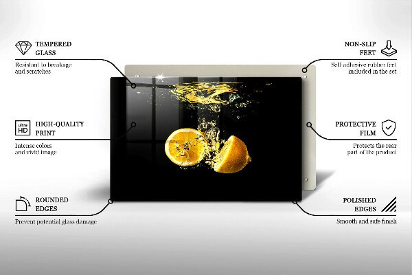 Skärbräda glas modern Saftig citronfrukt