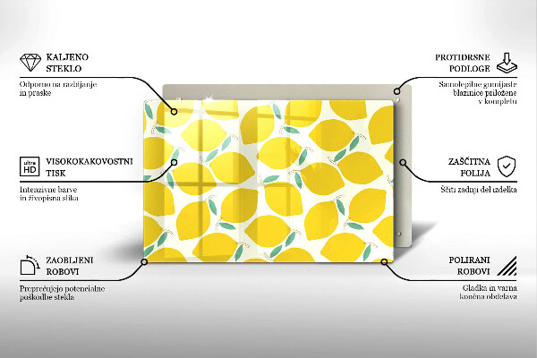Skärbräda glas modern Tecknade citroner