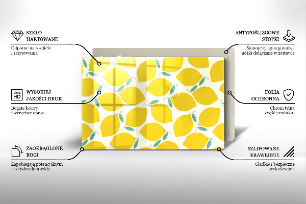 Skärbräda glas modern Tecknade citroner