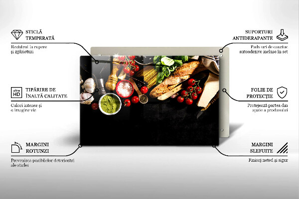 Skärbräda glas modern Italienska ingredienser och kryddor