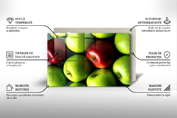 Skärbräda glas modern Saftiga äpplen