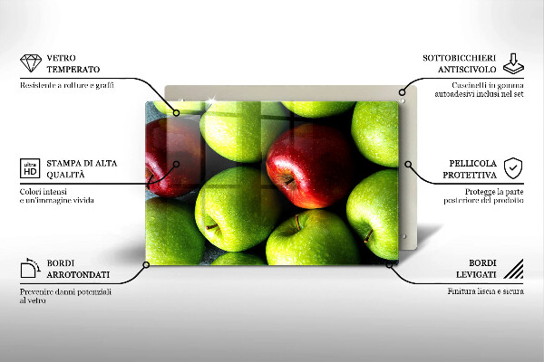 Skärbräda glas modern Saftiga äpplen