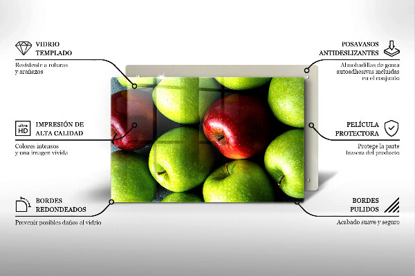 Skärbräda glas modern Saftiga äpplen