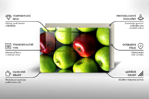 Skärbräda glas modern Saftiga äpplen