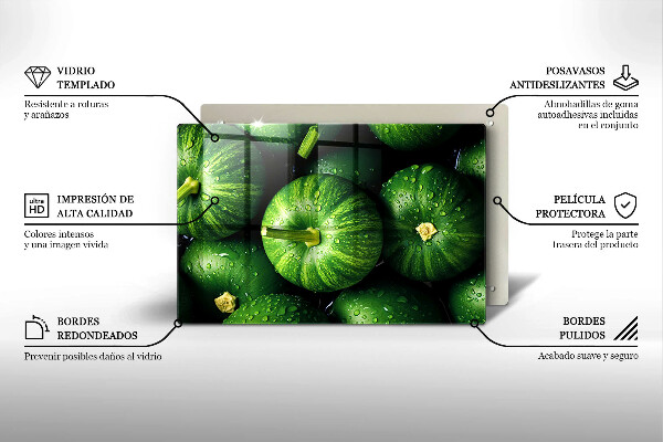 Skärbräda glas modern Gröna pumpor