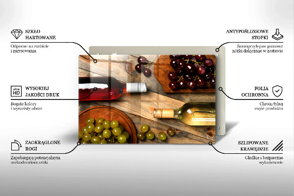 Skärbräda glas modern Vinflaskor och druvor
