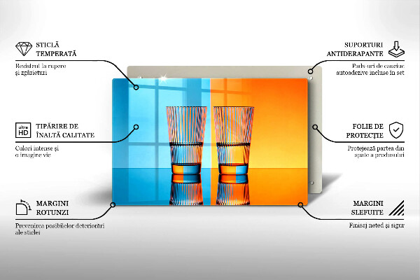 Skärbräda glas modern Två glas vatten