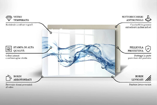 Skärbräda glas modern Kristallklart vatten