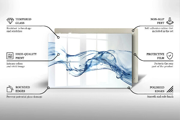 Skärbräda glas modern Kristallklart vatten