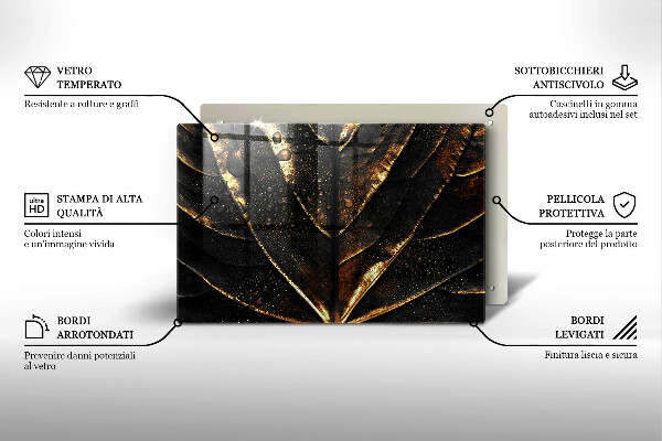 Skärbräda glas modern Bladguld