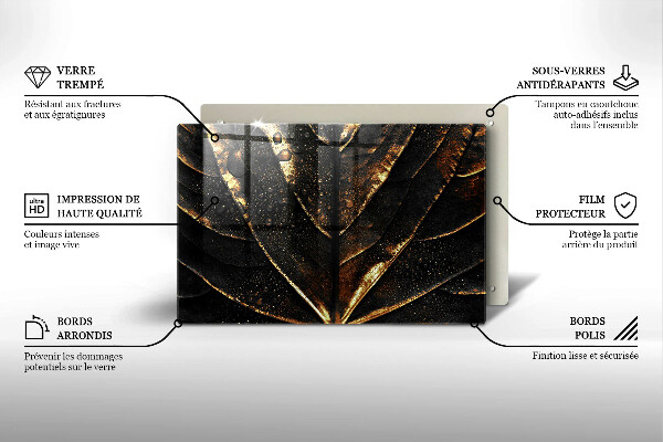 Skärbräda glas modern Bladguld