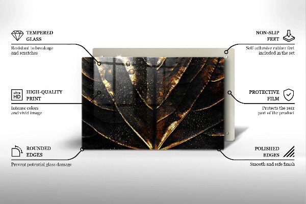 Skärbräda glas modern Bladguld