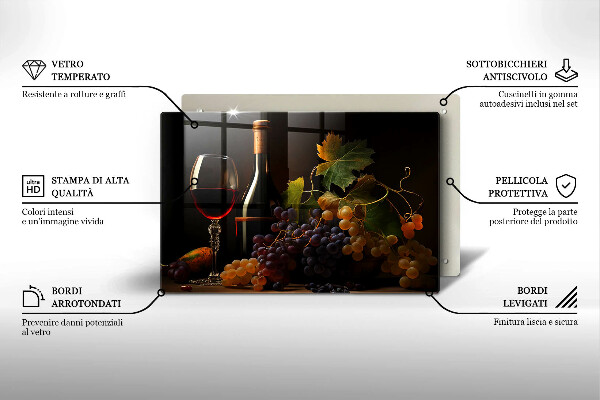 Skärbräda glas modern Ett glas vin och druvor