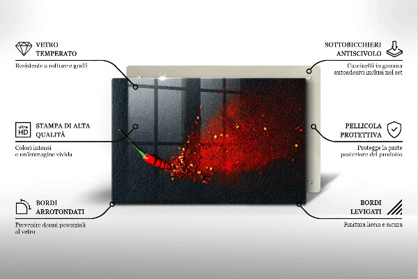 Skärbräda glas modern Chilipeppar