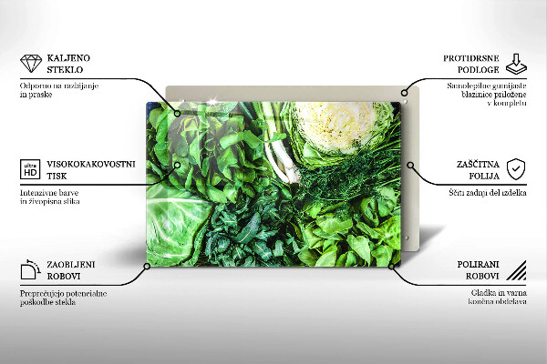 Skärbräda glas modern Gröna grönsaker