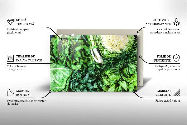 Skärbräda glas modern Gröna grönsaker