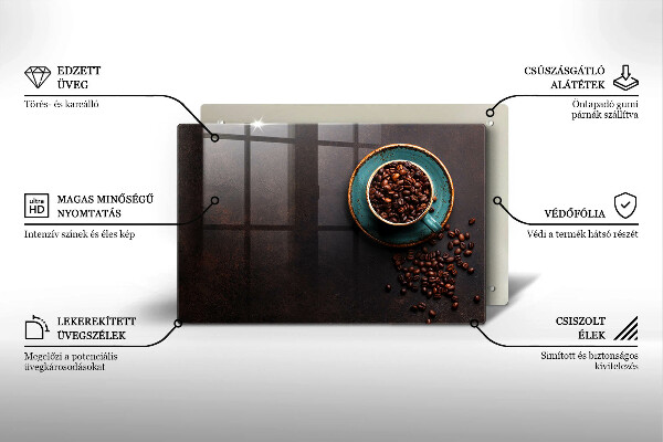 Skärbräda glas modern En kopp kaffebönor