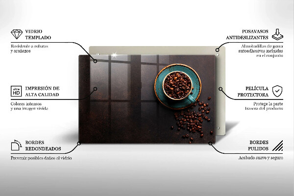 Skärbräda glas modern En kopp kaffebönor