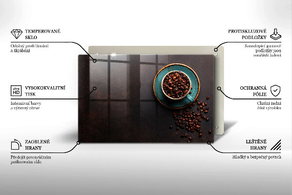 Skärbräda glas modern En kopp kaffebönor