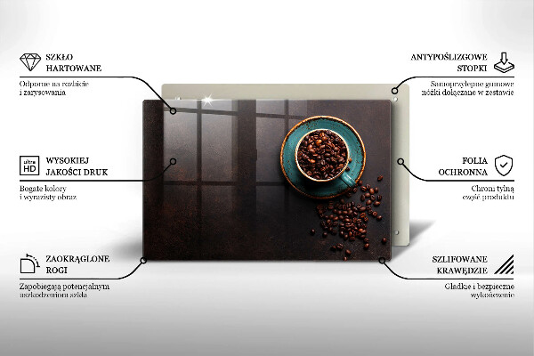 Skärbräda glas modern En kopp kaffebönor