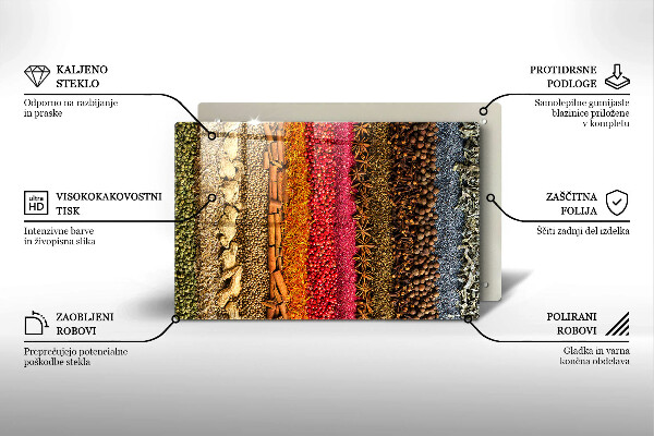 Skärbräda glas modern Färgglada kryddor
