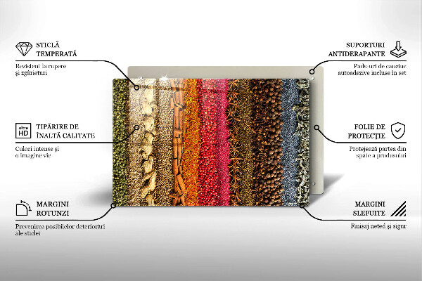 Skärbräda glas modern Färgglada kryddor