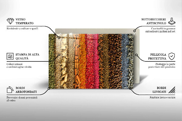 Skärbräda glas modern Färgglada kryddor