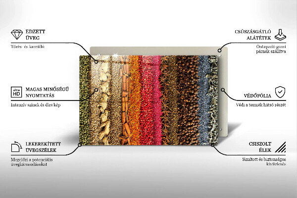 Skärbräda glas modern Färgglada kryddor