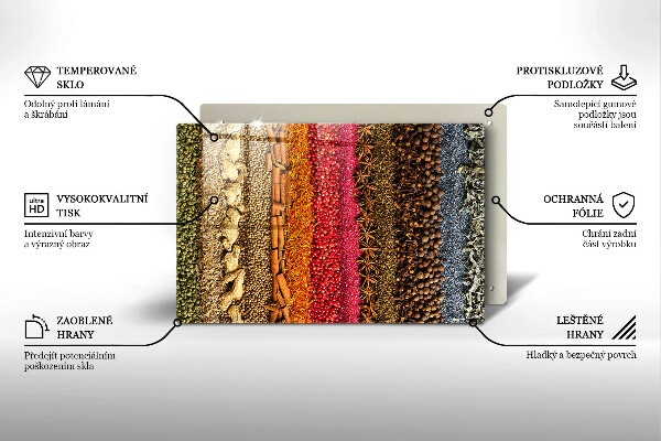 Skärbräda glas modern Färgglada kryddor