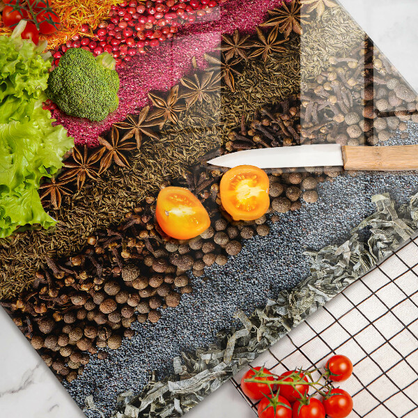 Skärbräda glas modern Färgglada kryddor