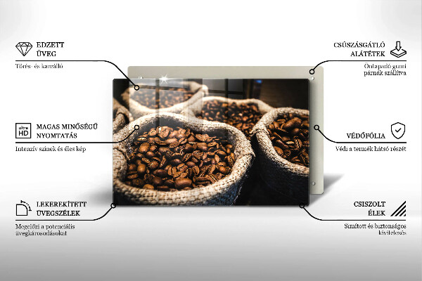 Skärbräda glas modern Påsar med kaffebönor