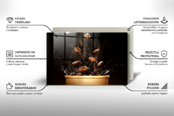 Skärbräda glas modern Heta kaffebönor