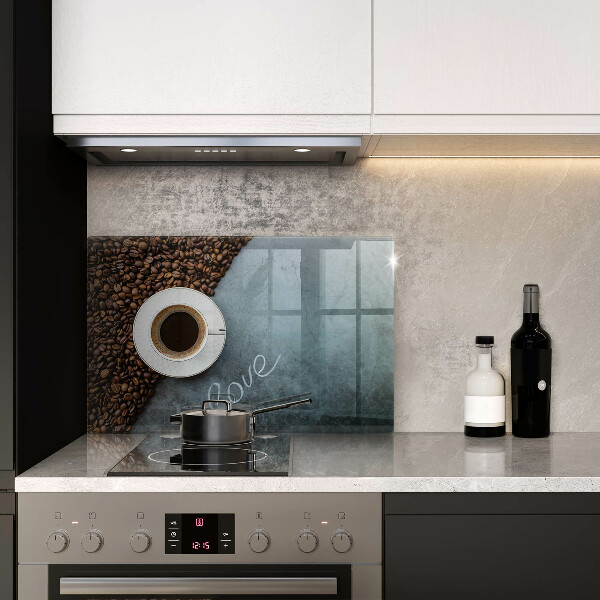 Skärbräda glas modern Kaffebönor och en kopp